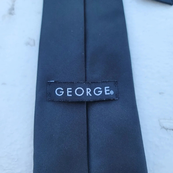 George Accessories Polyester Black Pattern Always-Tied Zip Mens Tie - Picture 8 of 9
